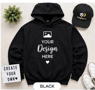 Personalised Unisex Hoodie – Add Your Own Design Custom Photo, Logo & Text
