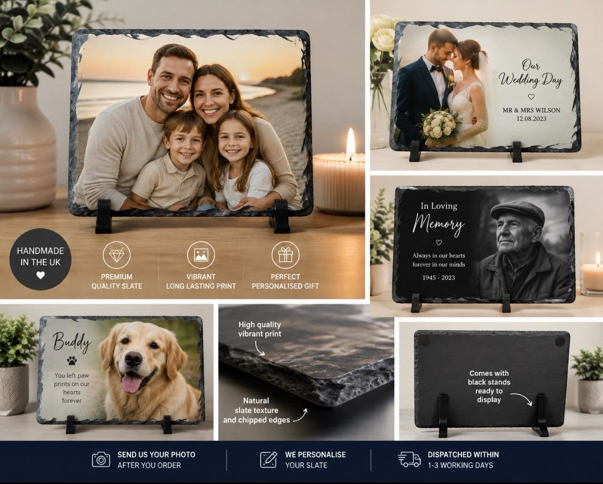 Personalised Photo Slate | Custom Picture Gift | Memorial, Wedding & Family Keepsake