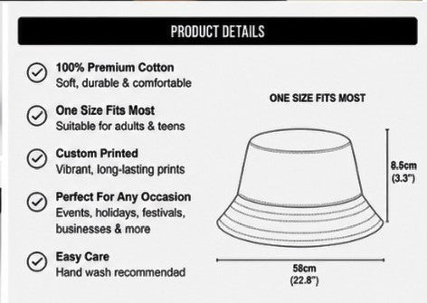 Personalised Bucket Hat | Add Your Logo, Photo or Text | Custom Printed UK