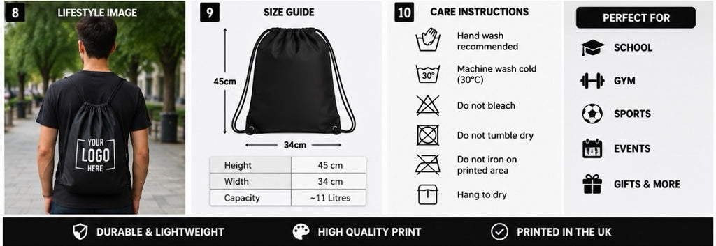 Personalised Drawstring Bag Add Your Logo, Photo or Text  Custom Printed UK