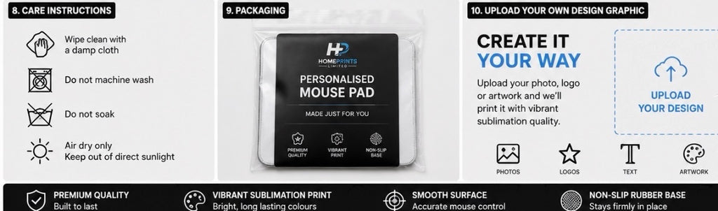 Personalised Mouse Pad Add Your Logo, Photo or Text Custom Sublimation Printed UK